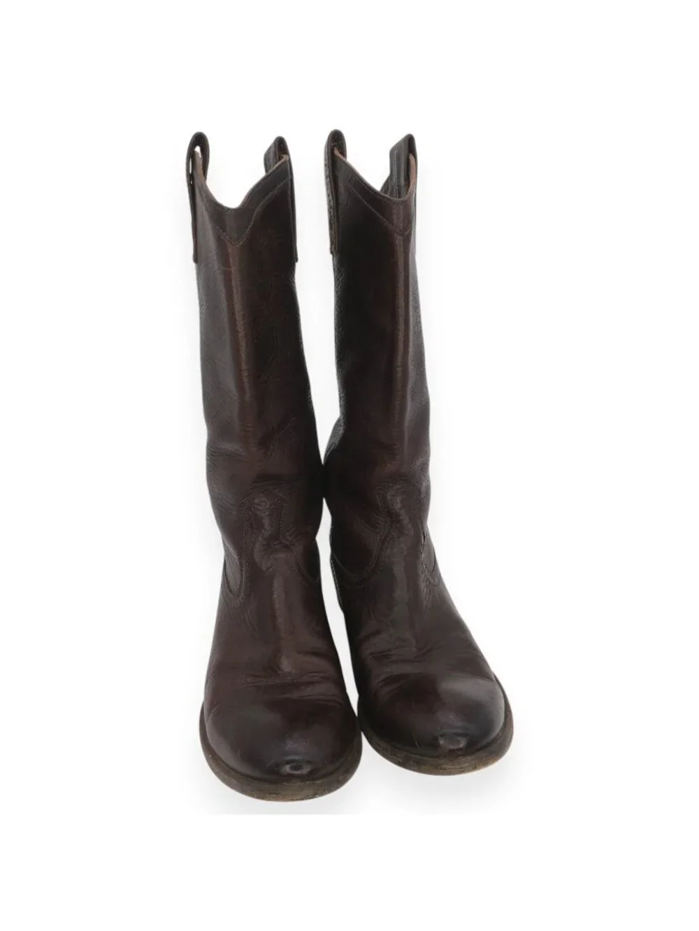 Frye Brown Leather Mid-Calf Heeled Boots - Picture 3 of 12